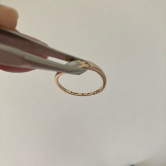 14k gold ring with 2 diamond chips and mother of pearl - Picture 4 of 5